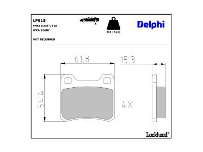 DELPHI LP915 - Bremsbelagsatz, Scheibenbremse