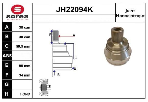 KIT CV JOINT AVEC KR089 - 100-100 A