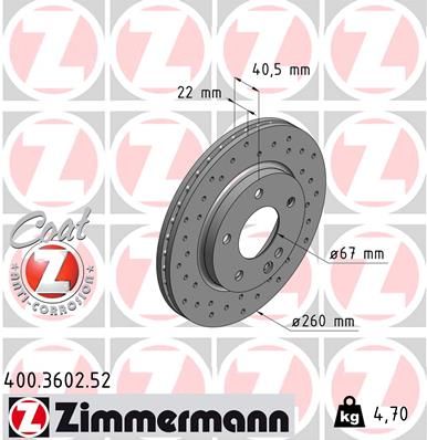400.3602.52 ZIMMERMANN SPORT Z féktárcsa