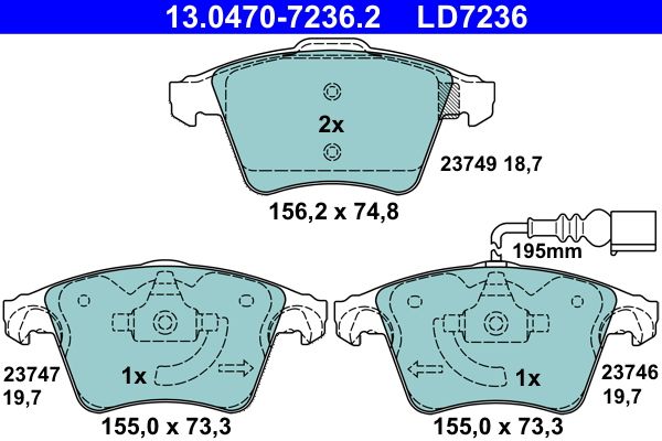 Brake Pad Set, disc brake 13.0470-7236.2