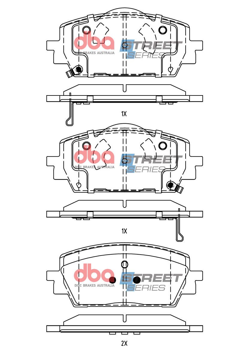DBA SS STREET SERIES BRAKE PADS [ Hyundai Santa Fe/Hybrid, Hybrid Elite  / Kia Sorento 2020 -> F ] - TecDoc Only