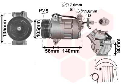 VAN WEZEL 3700K428 - Kompressor, Klimaanlage *** IR PLUS ***