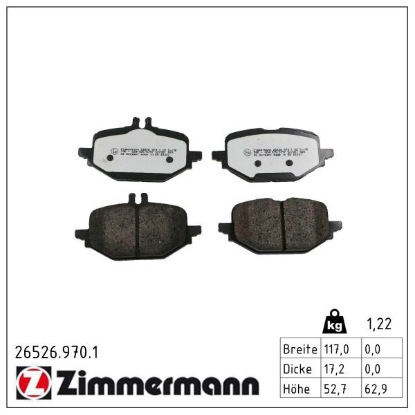 Zimmermann 26526.970.1 Bremsbelagsatz, Scheibenbremse