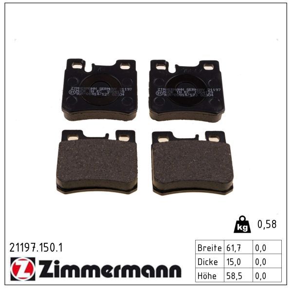 ZIMMERMANN 21197.150.1 - Bremsbelagsatz, Scheibenbremse