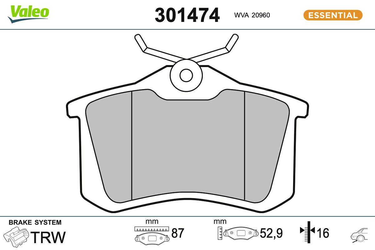VALEO 301474 - Bremsbelagsatz, Scheibenbremse