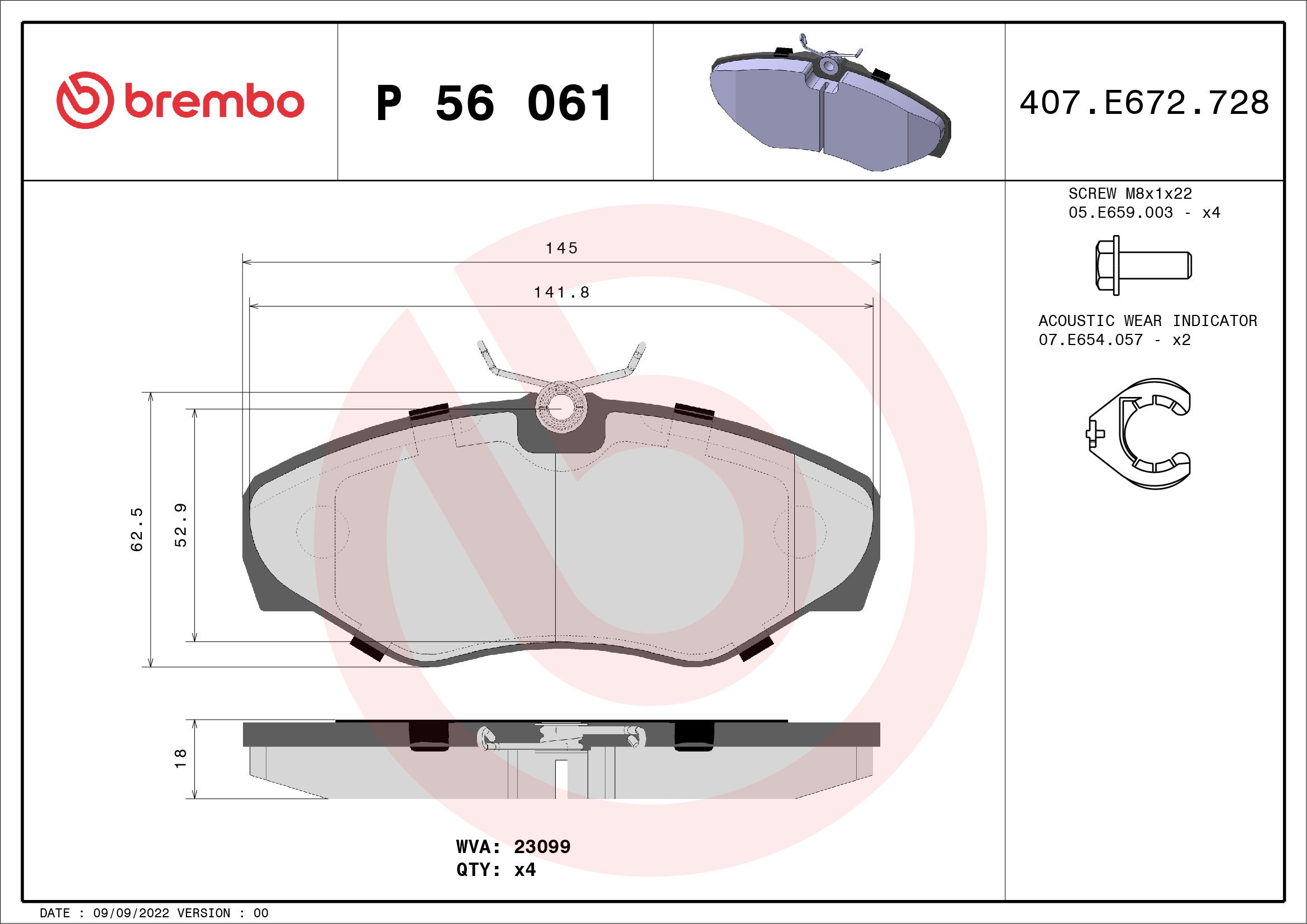 Brake Pad Set, disc brake P 56 061