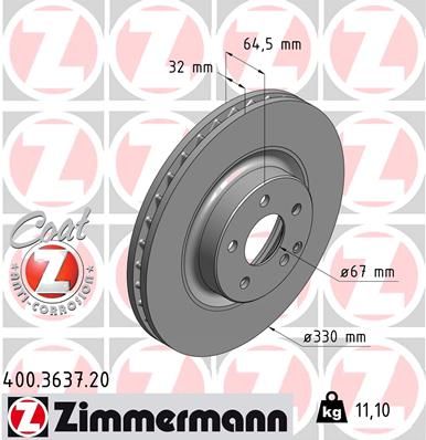 ZIMMERMANN 400.3637.20 - Bremsscheibe COAT Z