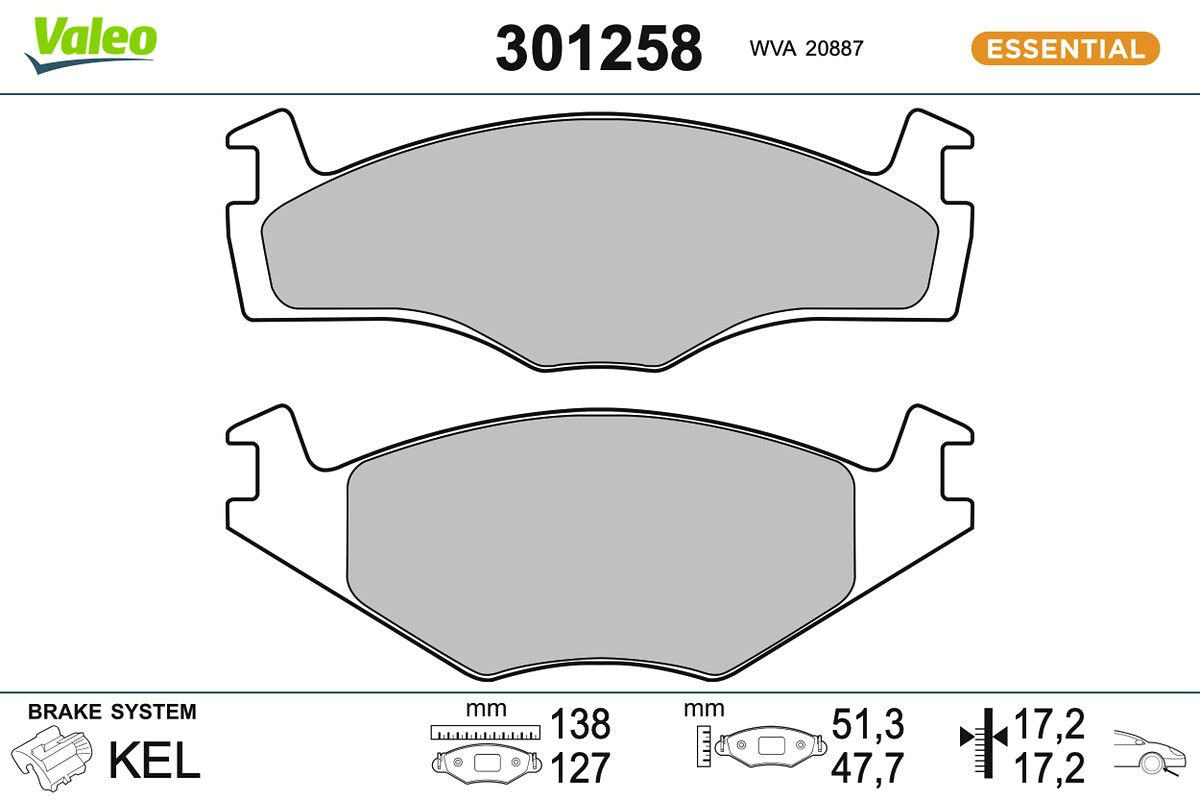 VALEO 301258 - Bremsbelagsatz, Scheibenbremse
