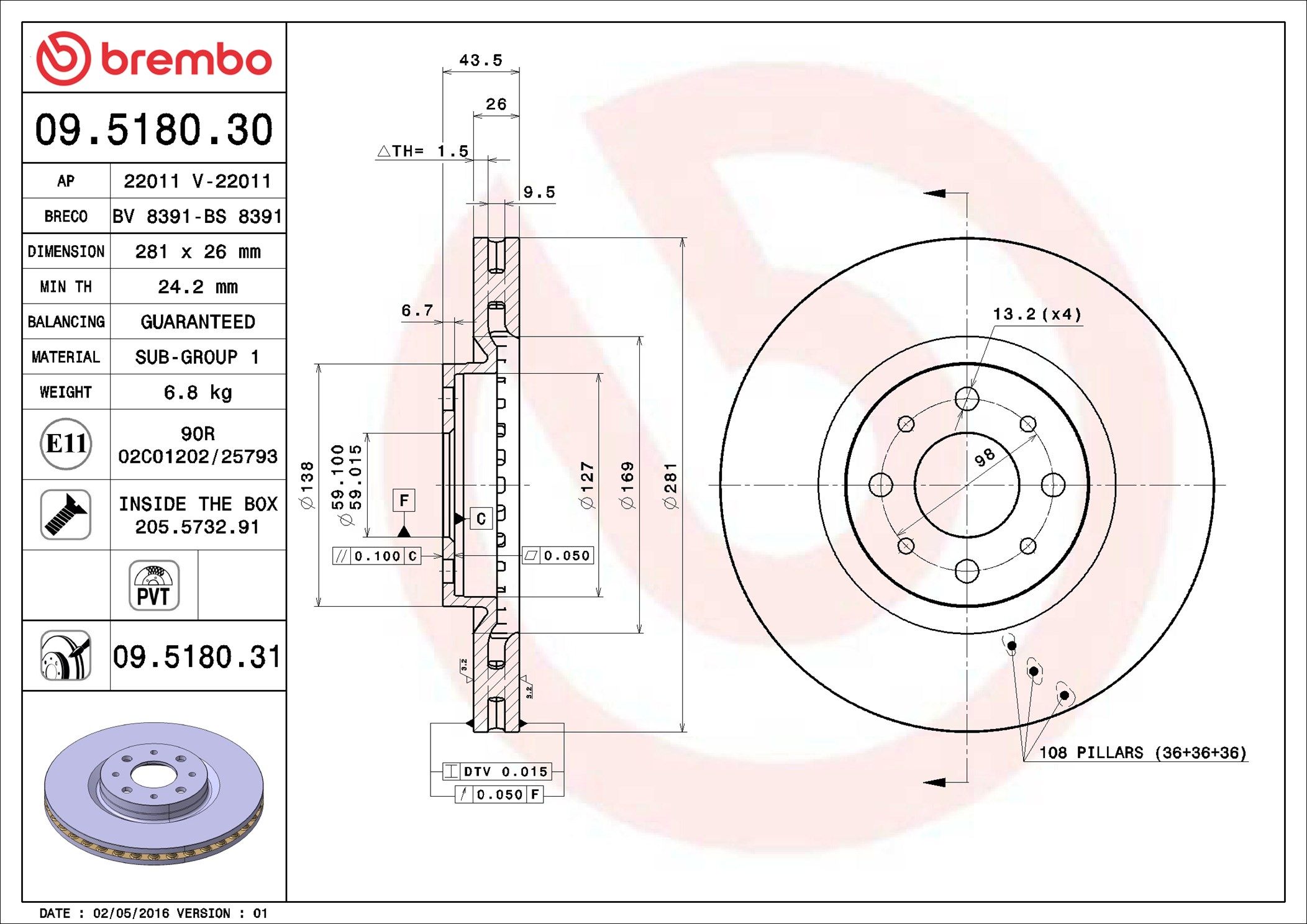 ALFA ROMEO MITO 10-15 (FRT) - TecDoc 1