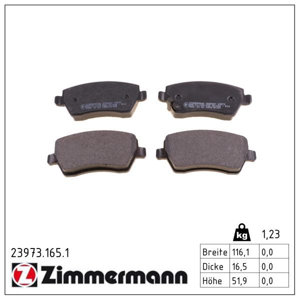 Zimmermann 23973.165.1 Bremsbelagsatz, Scheibenbremse