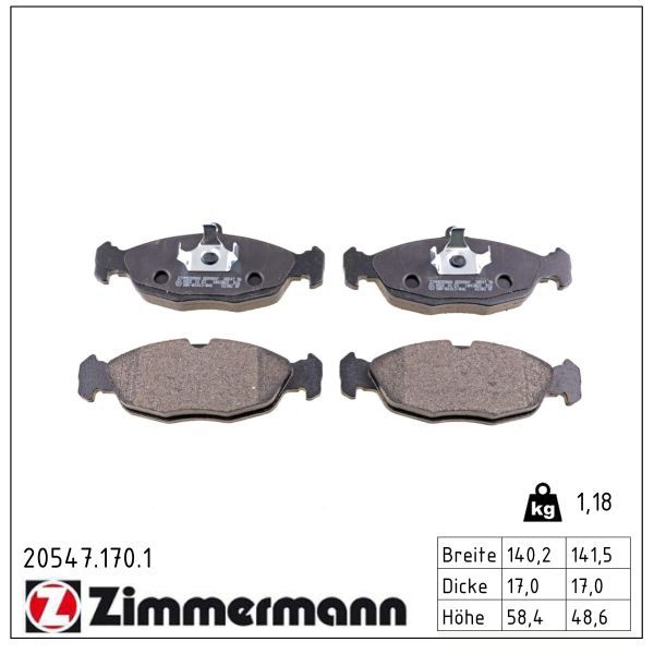 ZIMMERMANN 20547.170.1 - Bremsbelagsatz, Scheibenbremse