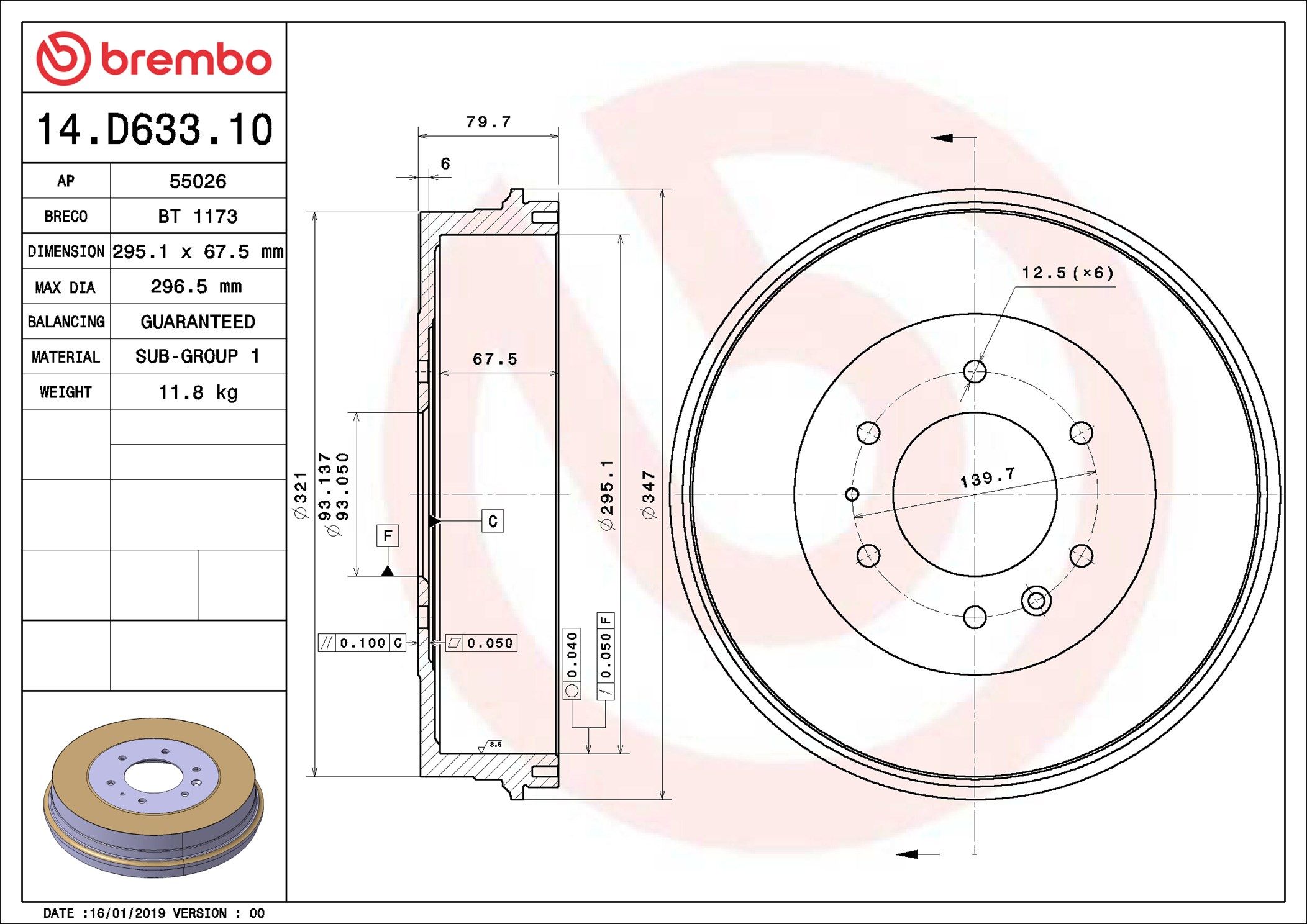 FORD RANGER PX2, PX3 16-22 (RR, DRUM) - TecDoc Only
