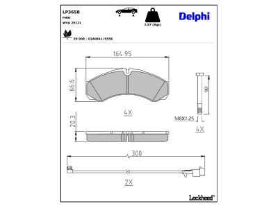 DELPHI LP3658 - Bremsbelagsatz, Scheibenbremse