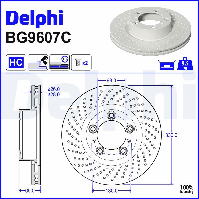 DELPHI BG9607C - Bremsscheibe