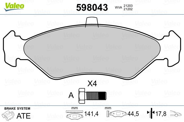 Brake Pad Set, disc brake 598043