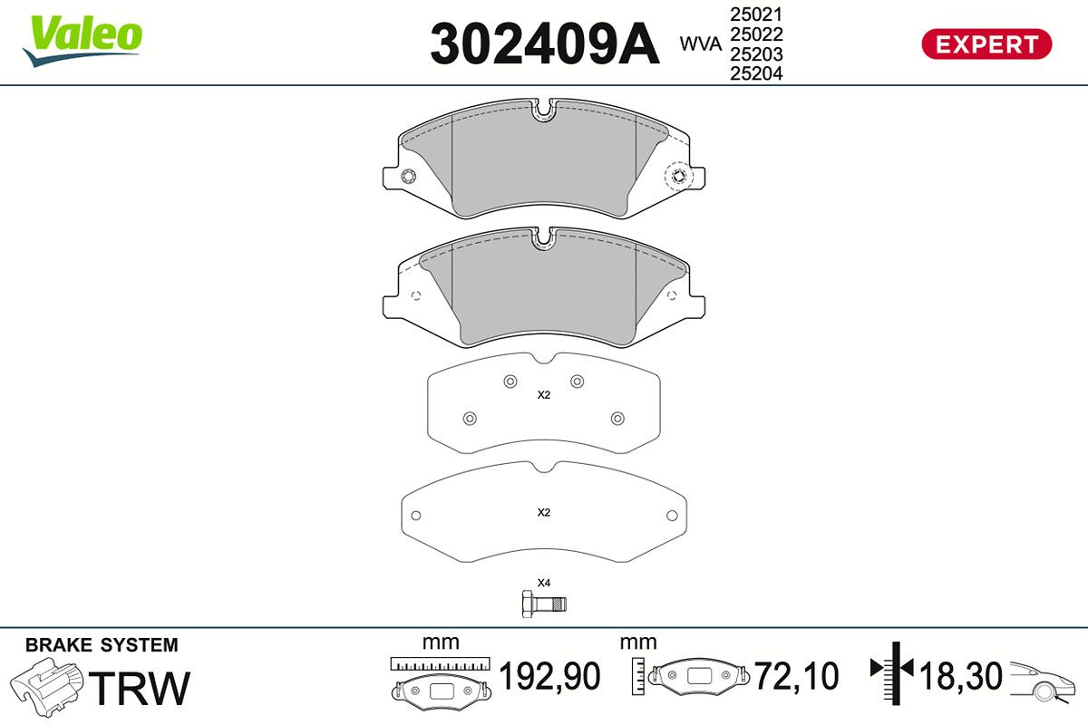 Bremsbelagsatz, Scheibenbremse