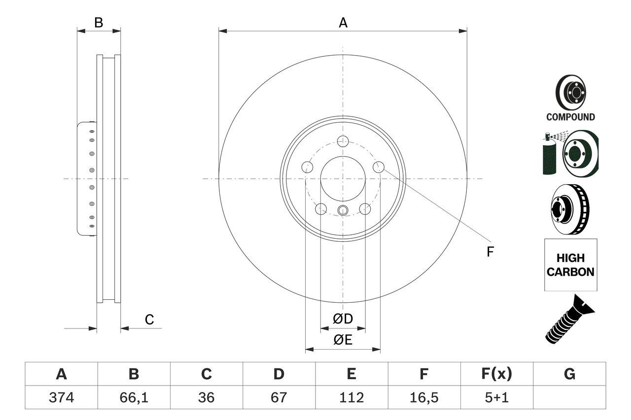 BOSCH 0 986 479 F60 Brake Disc