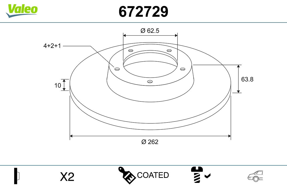 672729 VALEO COATED féktárcsa