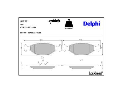 DELPHI LP677 - Bremsbelagsatz, Scheibenbremse