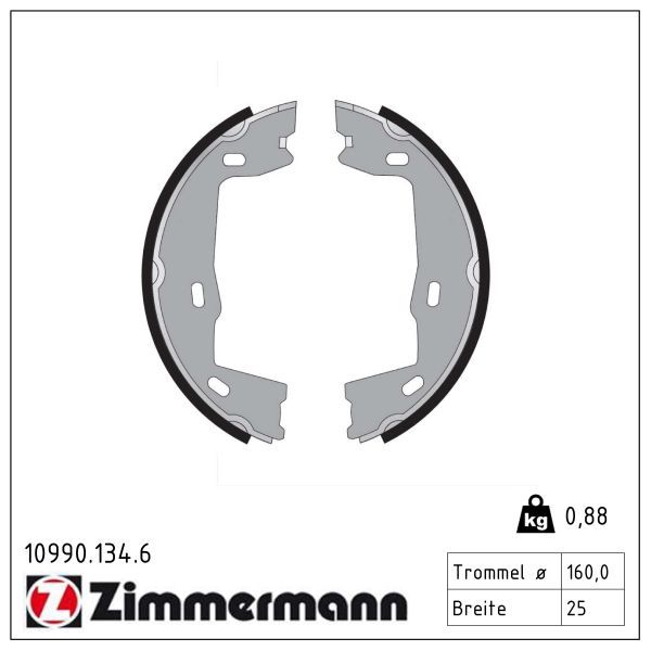 Zimmermann 10990.134.6 Bremsbackensatz, Feststellbremse