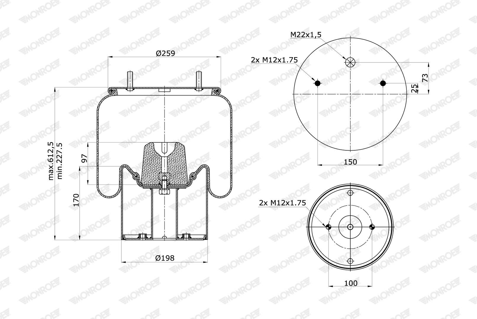 Cubrepolvo, suspensión neumática