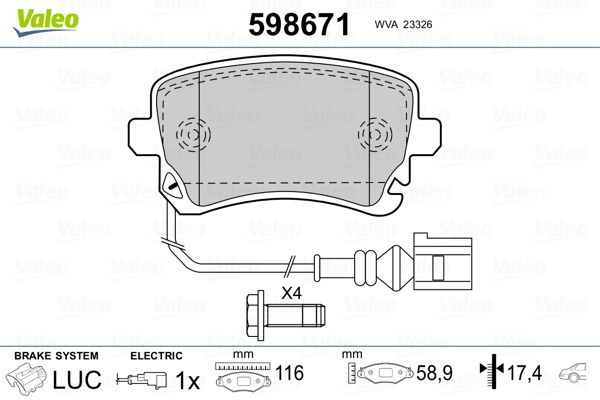 Brake Pad Set, disc brake 598671