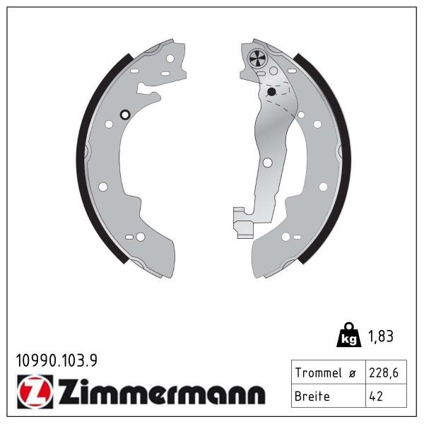Zimmermann 10990.103.9 Bremsbackensatz