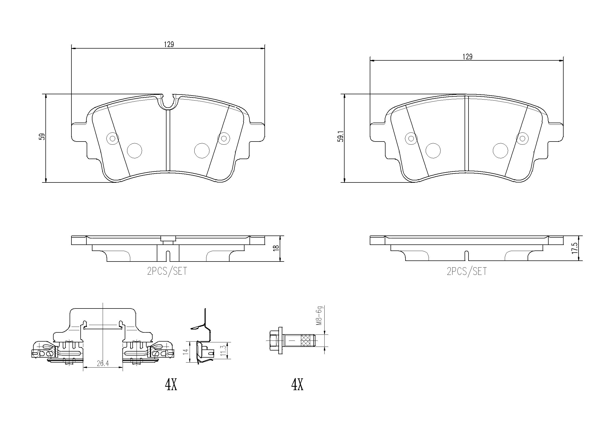 Bremsbelagsatz, Scheibenbremse