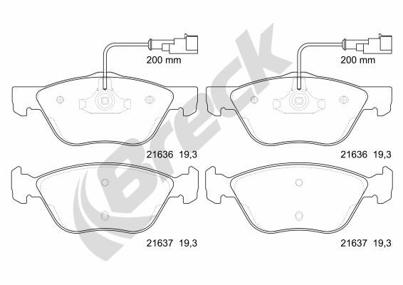 Bremsbelagsatz, Scheibenbremse