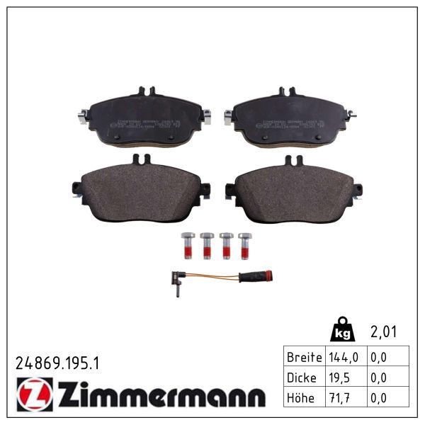 Zimmermann 24869.195.1 Bremsbelagsatz, Scheibenbremse