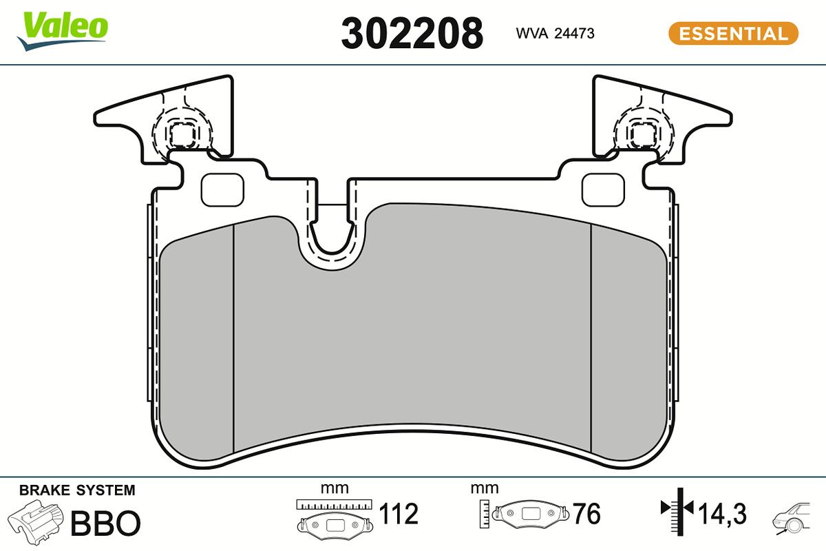 VALEO 302208 - Bremsbelagsatz, Scheibenbremse