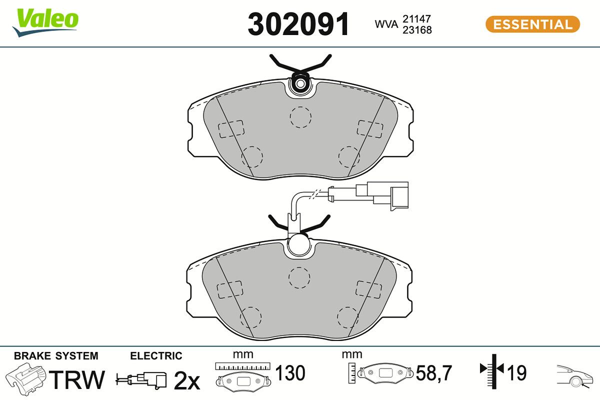 Bremsbelagsatz, Scheibenbremse