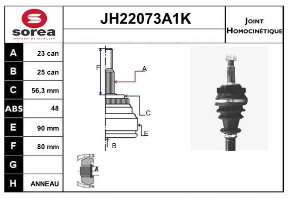 KIT CV JOINT AVEC KR053 - R25