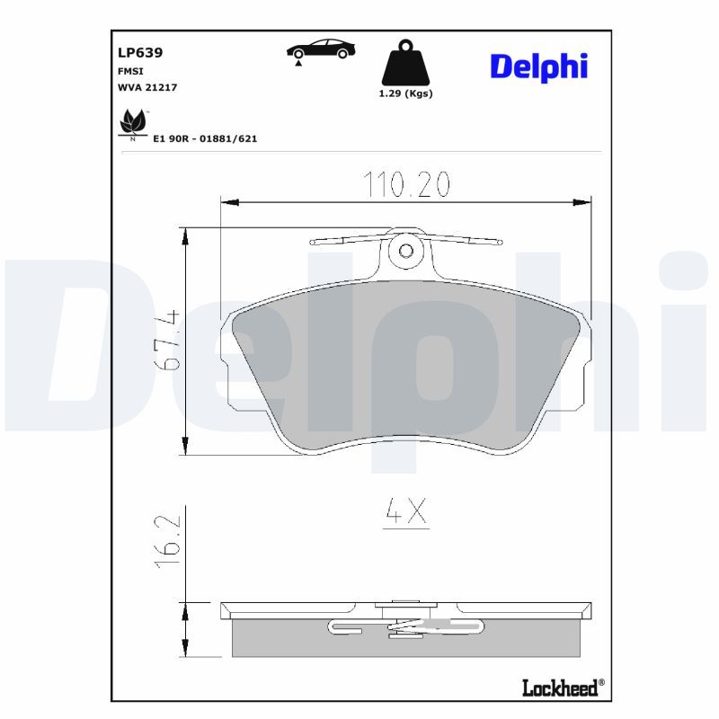 DELPHI LP639 - Bremsbelagsatz, Scheibenbremse