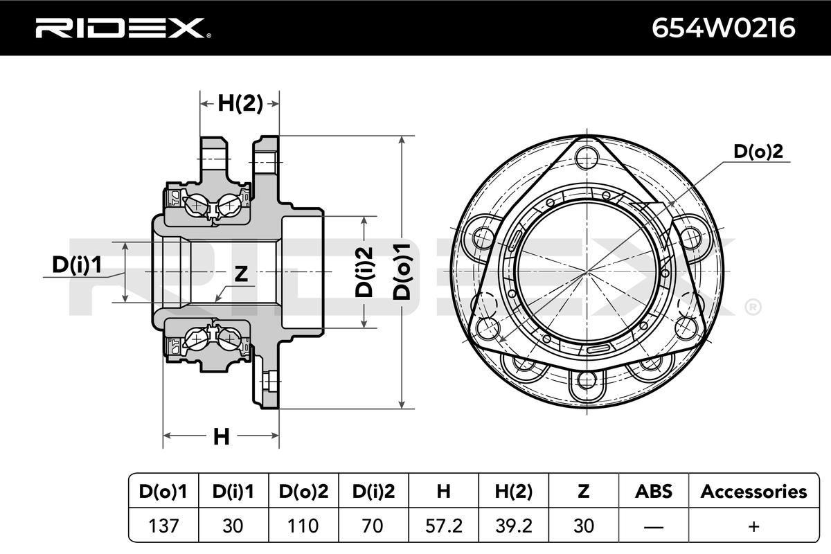 654W0216 RIDEX kerékcsapágy készlet