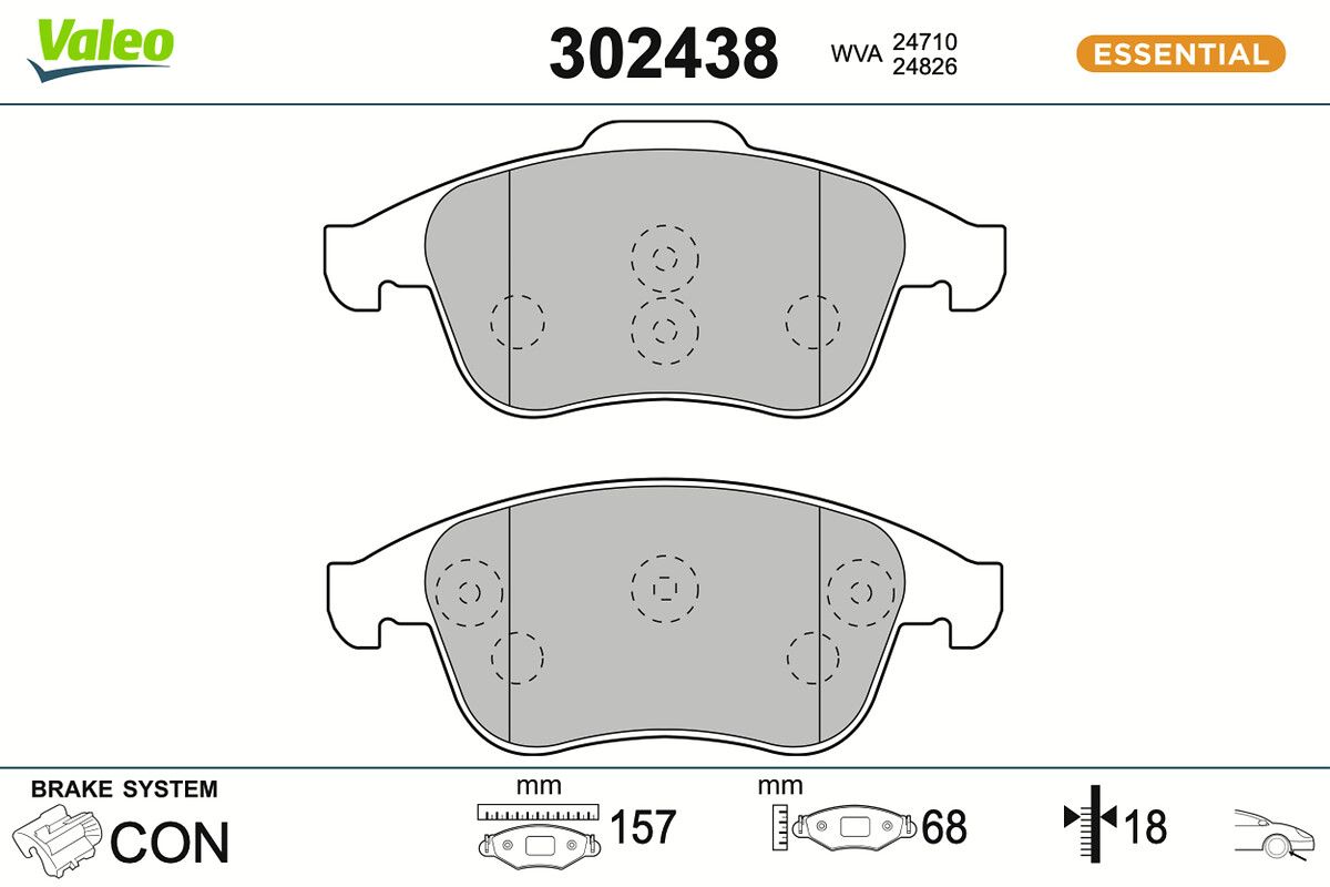 VALEO 302438 - Bremsbelagsatz, Scheibenbremse
