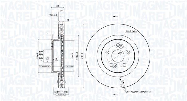 360406088001 MAGNETI MARELLI féktárcsa