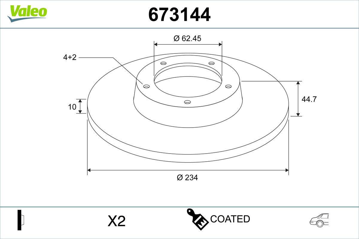 673144 VALEO COATED féktárcsa