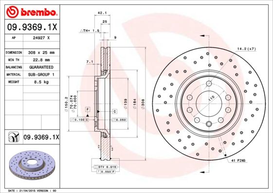 Brake Disc 09.9369.1X