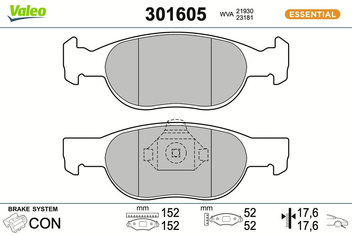 VALEO 301605 - Bremsbelagsatz, Scheibenbremse
