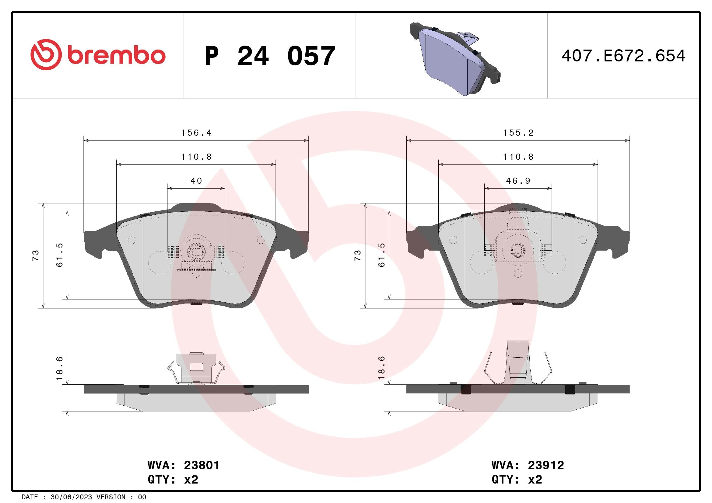 Brake Pad Set, disc brake P 24 057