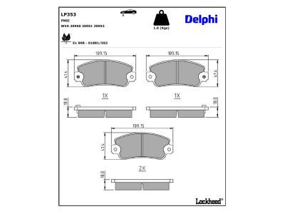 DELPHI LP353 - Bremsbelagsatz, Scheibenbremse