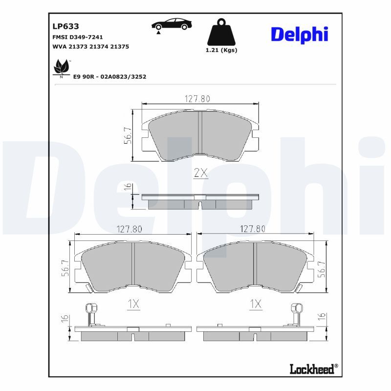 DELPHI LP633 - Bremsbelagsatz, Scheibenbremse