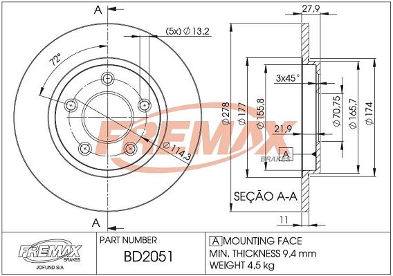 BD-2051 FREMAX féktárcsa