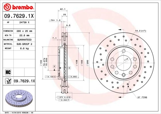 Brake Disc 09.7629.1X