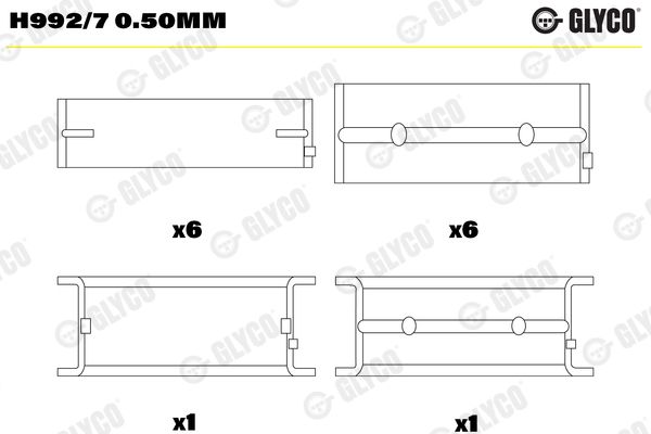H992/7 0.50mm GLYCO főtengelycsapágy