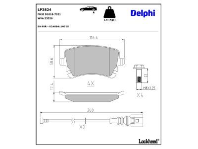 DELPHI LP3824 - Bremsbelagsatz, Scheibenbremse