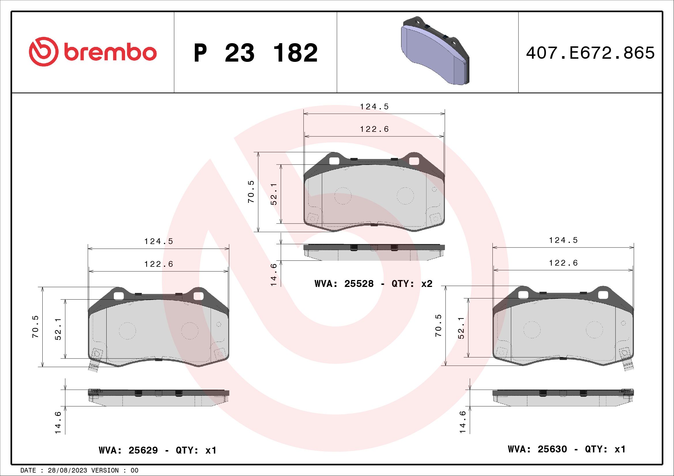 Brake Pad Set, disc brake P 23 182