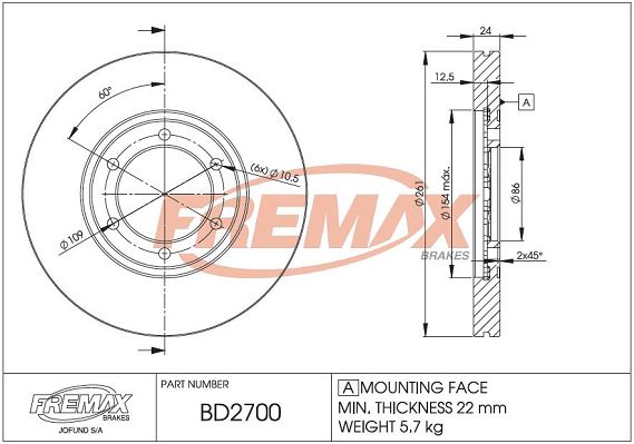BD-2700 FREMAX féktárcsa