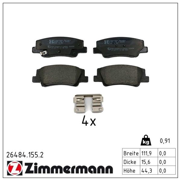 Zimmermann 26484.155.2 Bremsbelagsatz, Scheibenbremse